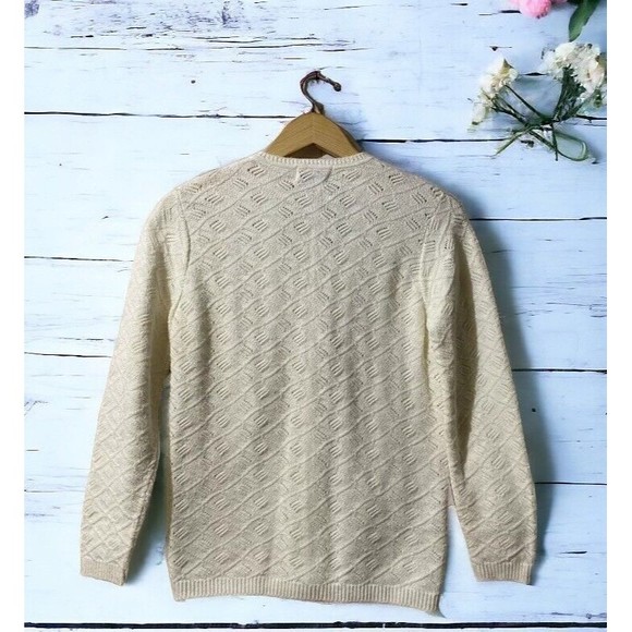 Vintage 70s Sweater Bee by Banff Womens Sz M Cardigan Button Up Sweater Diamond - Picture 6 of 6